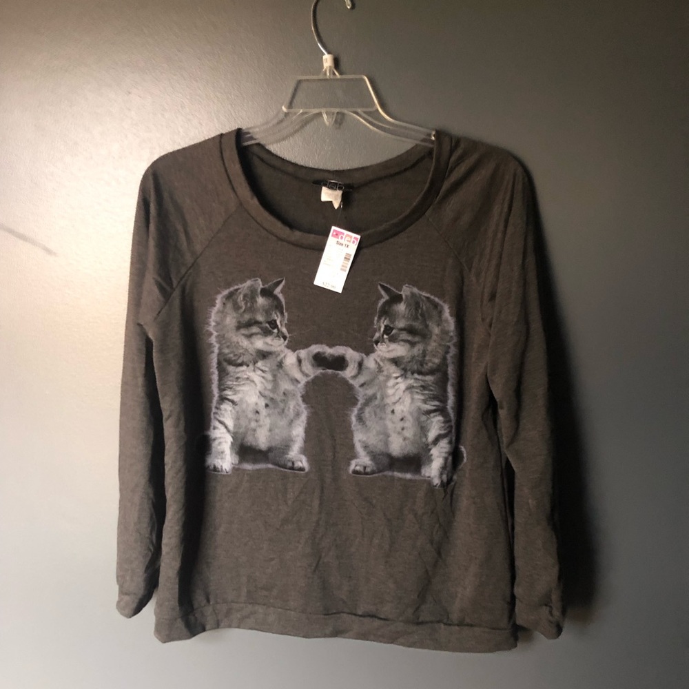NWT Deb Kitten Print Long Sleeve T-Shirt - 1X